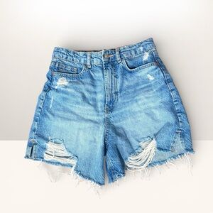 Zara Distressed Blue Denim Shorts